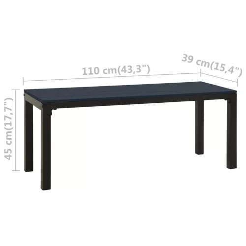  fekete acél és WPC kerti pad 110 cm