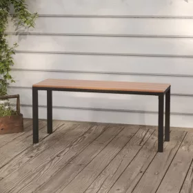  barna és fekete acél és WPC kerti pad 110 cm