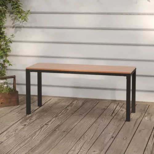  barna és fekete acél és WPC kerti pad 110 cm