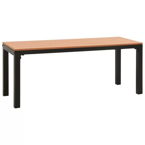  barna és fekete acél és WPC kerti pad 110 cm