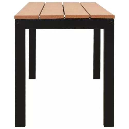  barna és fekete acél és WPC kerti pad 110 cm