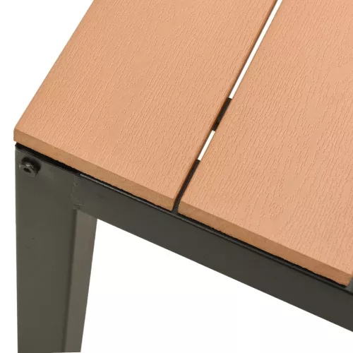  barna és fekete acél és WPC kerti pad 110 cm