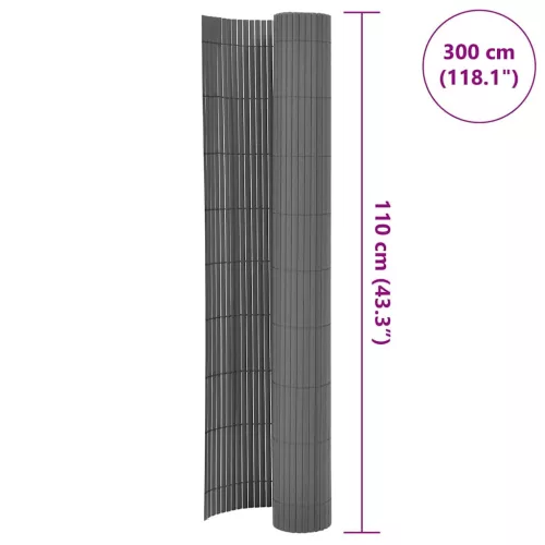  szürke kétoldalas kerti kerítés 110 x 300 cm