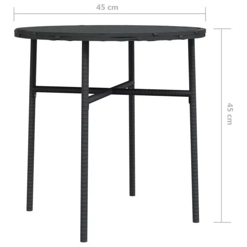  fekete polyrattan teázóasztal 45 cm