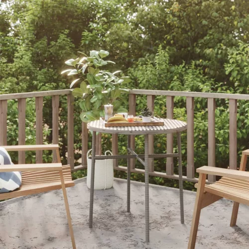  szürke polyrattan teázóasztal 45 cm 