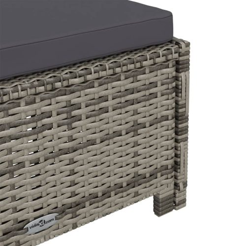  szürke polyrattan napozóágy sötétszürke párnával