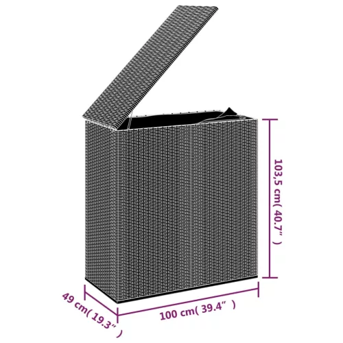  barna polyrattan kerti párnatartó doboz 100 x 49 x 103,5 cm
