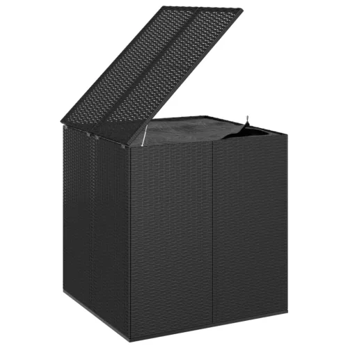  fekete polyrattan kerti párnatartó doboz 100 x 97,5 x 104 cm