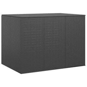    fekete polyrattan kerti párnatartó doboz 145 x 100 x 103 cm