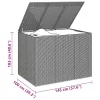  szürke polyrattan kerti párnatartó doboz 145 x 100 x 103 cm