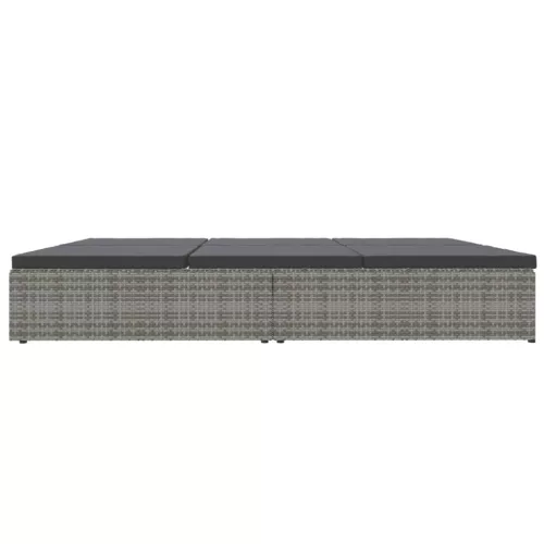  sötétszürke polyrattan átalakítható napozóágy párnákkal