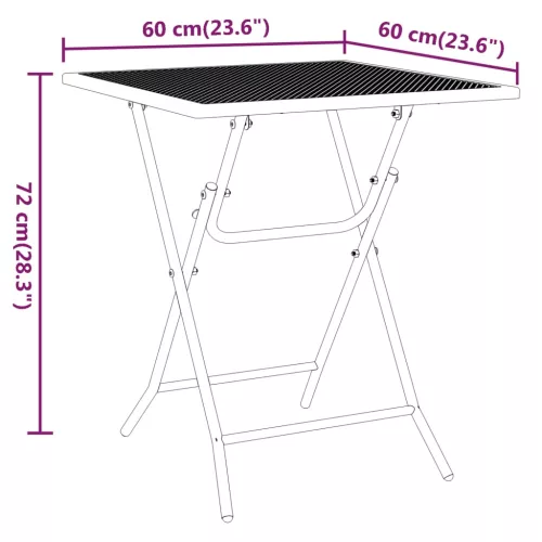 antracitszürke expandált fém hálós kerti asztal 60 x 60 x 72 cm
