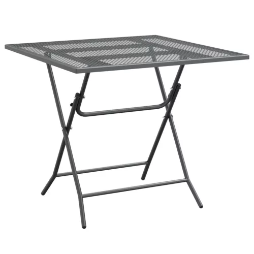  antracitszürke expandált fém hálós kerti asztal 80 x 80 x 72 cm