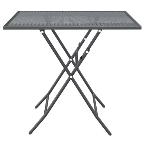  antracitszürke expandált fém hálós kerti asztal 80 x 80 x 72 cm