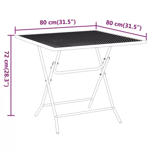  antracitszürke expandált fém hálós kerti asztal 80 x 80 x 72 cm