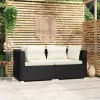  fekete kétszemélyes polyrattan kanapé párnákkal