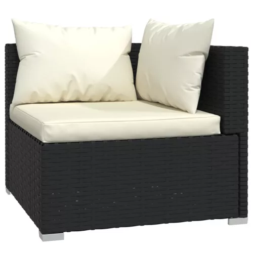  fekete kétszemélyes polyrattan kanapé párnákkal