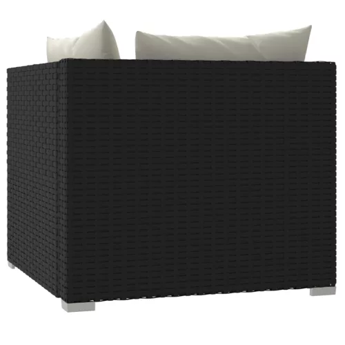  fekete kétszemélyes polyrattan kanapé párnákkal