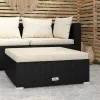  fekete polyrattan kerti lábtartó párnával 70 x 70 x 30 cm