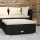  fekete polyrattan kerti lábtartó párnával 70 x 70 x 30 cm