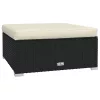 fekete polyrattan kerti lábtartó párnával 70 x 70 x 30 cm