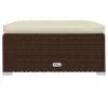  barna polyrattan kerti lábtartó párnával 70 x 70 x 30 cm
