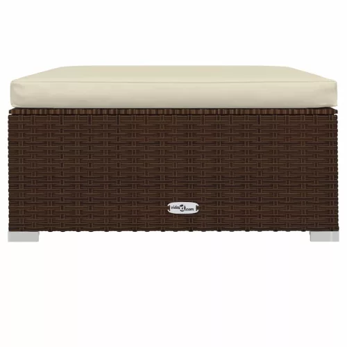  barna polyrattan kerti lábtartó párnával 70 x 70 x 30 cm