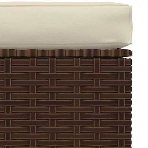  barna polyrattan kerti lábtartó párnával 70 x 70 x 30 cm