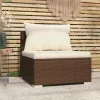  barna polyrattan kerti középső kanapé párnákkal