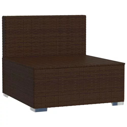  barna polyrattan kerti középső kanapé párnákkal