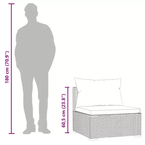  barna polyrattan kerti középső kanapé párnákkal