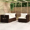 3 részes barna polyrattan kerti ülőgarnitúra párnákkal