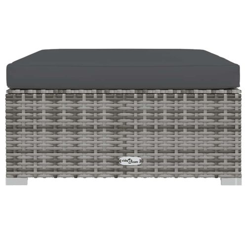  szürke polyrattan kerti lábtartó párnával 70 x 70 x 30 cm