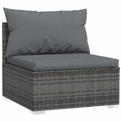  szürke polyrattan kerti középső kanapé párnákkal