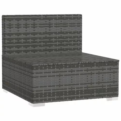  szürke polyrattan kerti középső kanapé párnákkal