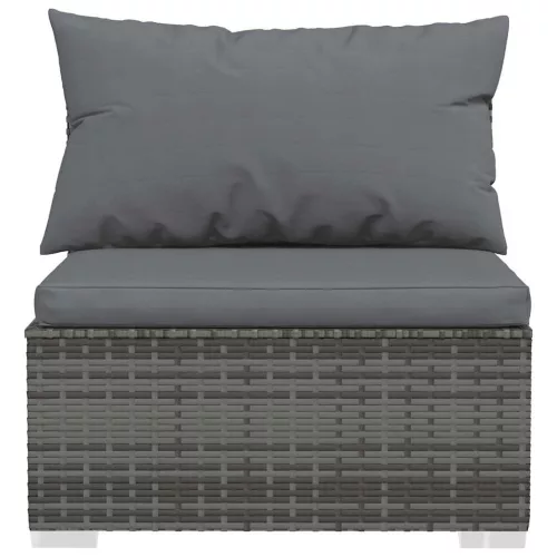  szürke polyrattan kerti középső kanapé párnákkal