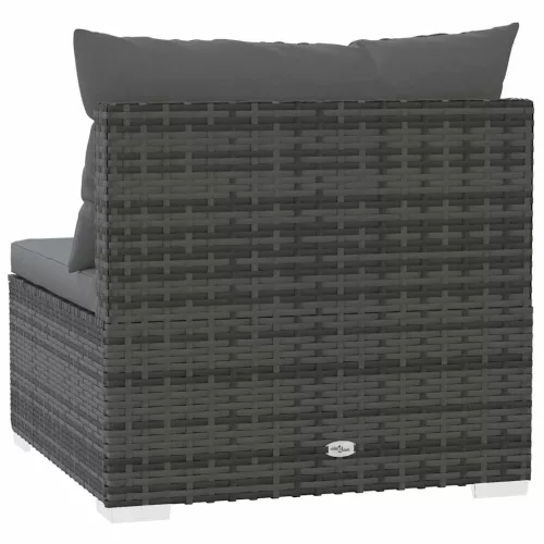  szürke polyrattan kerti középső kanapé párnákkal