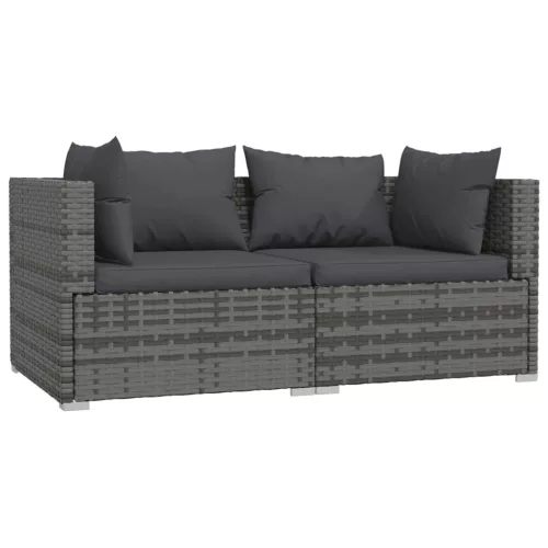  3 részes szürke polyrattan kerti ülőgarnitúra párnákkal