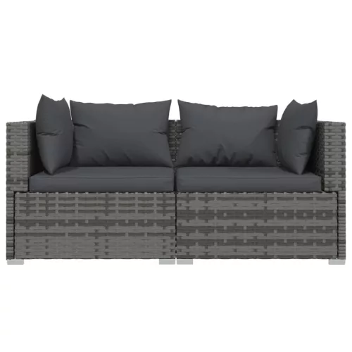  3 részes szürke polyrattan kerti ülőgarnitúra párnákkal