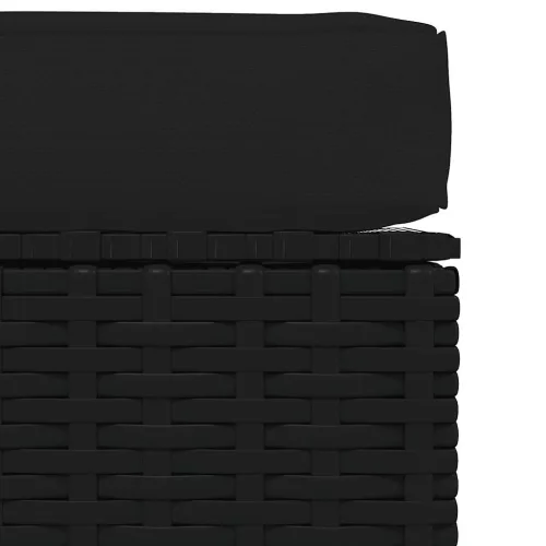  fekete polyrattan kerti lábtartó párnával 70 x 70 x 30 cm