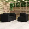  3 részes fekete polyrattan kerti ülőgarnitúra párnákkal