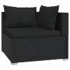  3 részes fekete polyrattan kerti ülőgarnitúra párnákkal