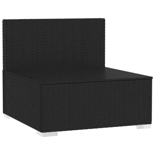  fekete háromszemélyes polyrattan kanapé párnákkal