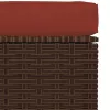  barna polyrattan kerti lábtartó párnával 70 x 70 x 30 cm