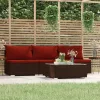 4 részes barna polyrattan kerti ülőgarnitúra párnákkal