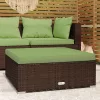  barna polyrattan kerti lábtartó párnával 70 x 70 x 30 cm