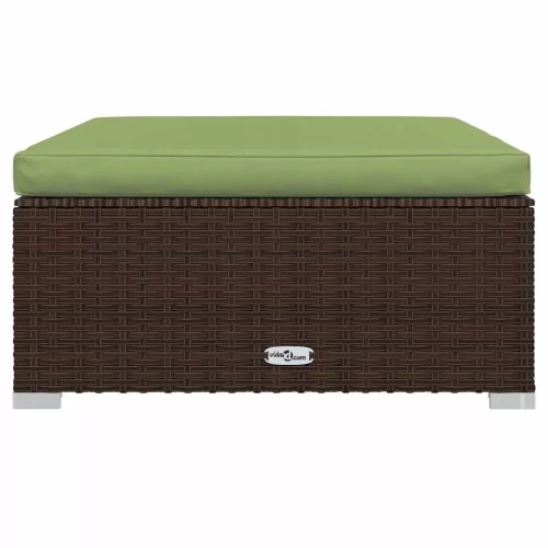  barna polyrattan kerti lábtartó párnával 70 x 70 x 30 cm