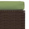  barna polyrattan kerti lábtartó párnával 70 x 70 x 30 cm