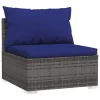  3 személyes szürke polyrattan kanapé párnákkal