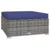  szürke polyrattan kerti lábtartó párnával 70 x 70 x 30 cm